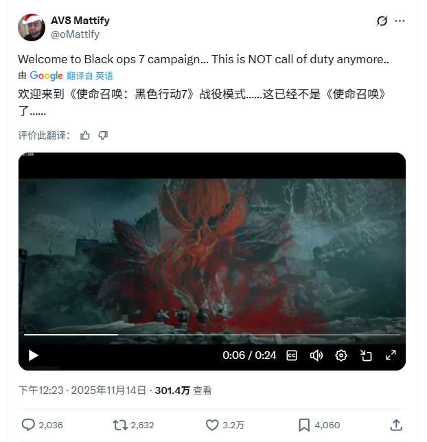 国外玩家质疑《黑色行动7》战役：这还是COD吗？