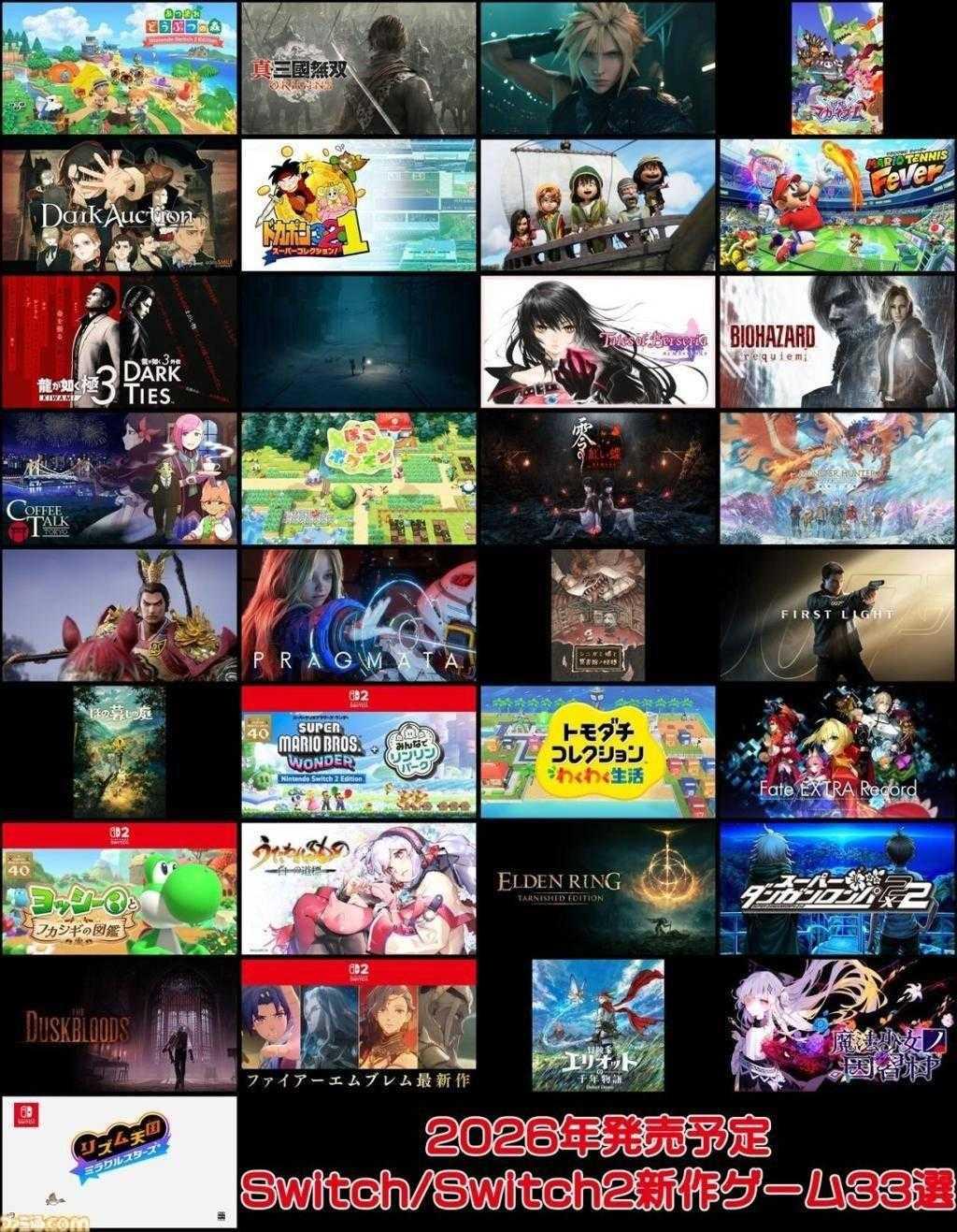 Famitsu评2026年必玩的33款Switch/Switch 2新作