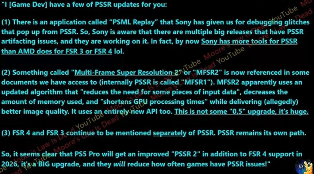 传PS5 Pro PSSR 2更新1-3月上线 更新幅度巨大