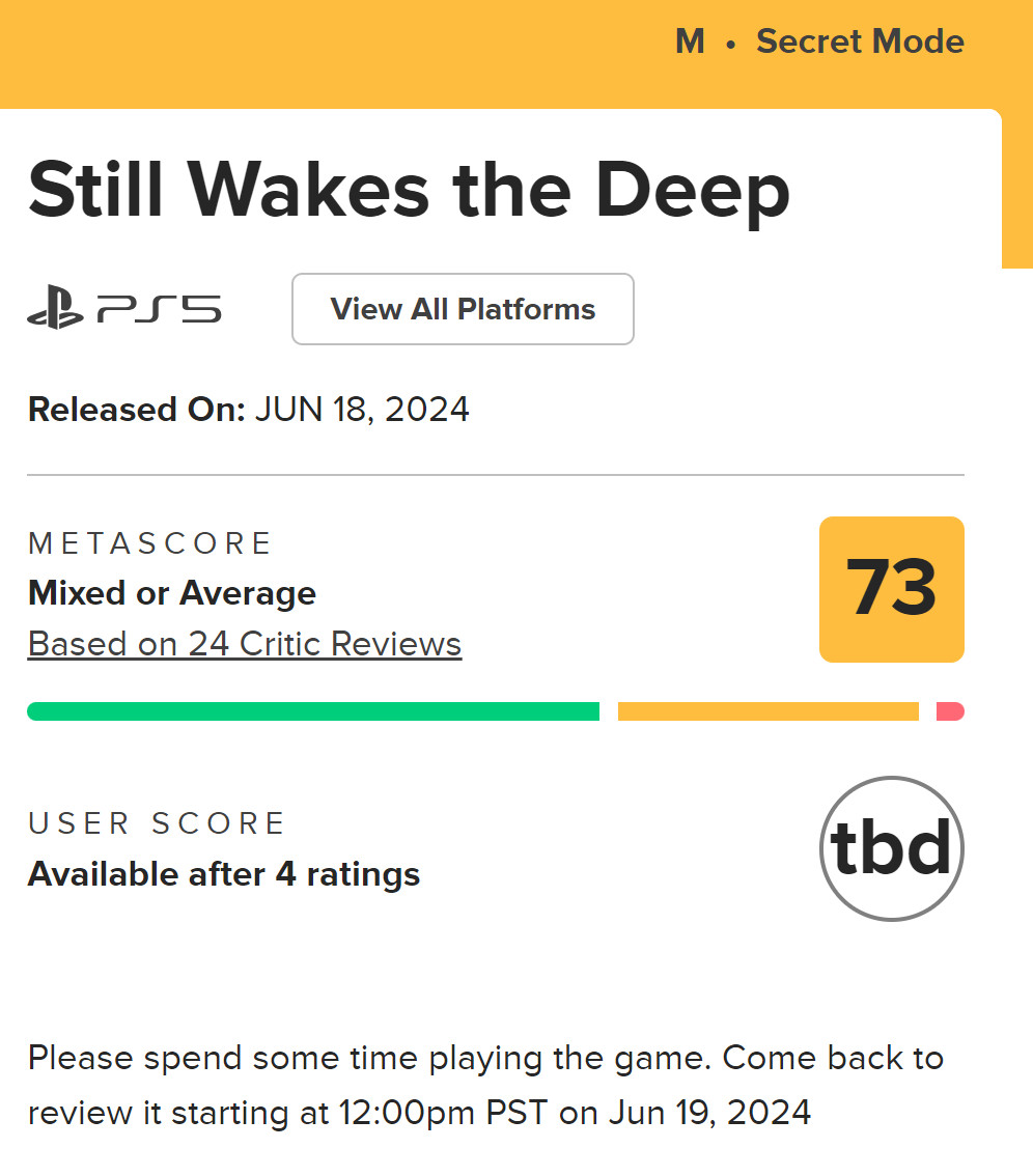 虚幻5恐怖游戏《Still Wakes the Deep》IGN 6分