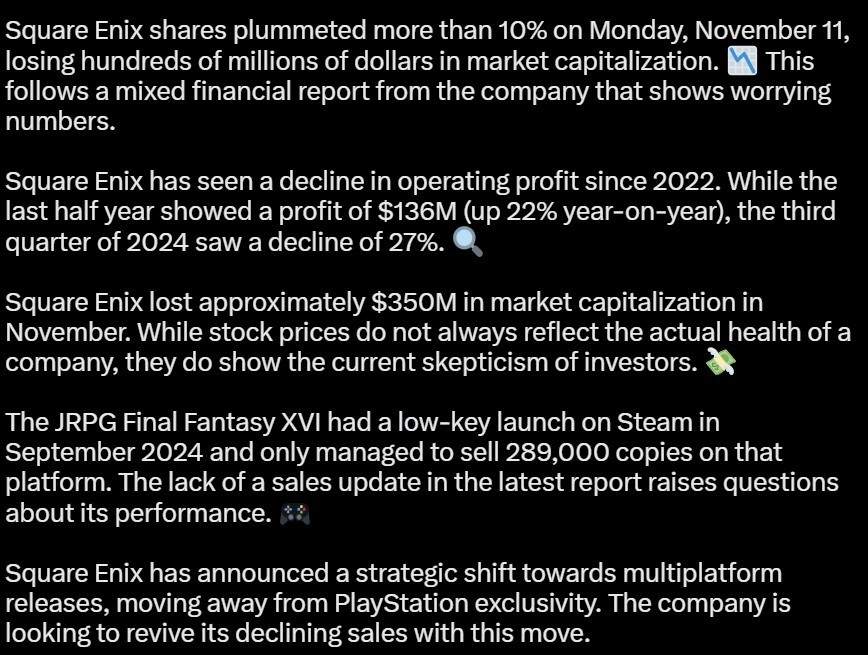 曝《最终幻想16》PC版表现差 仅售出28.9万份