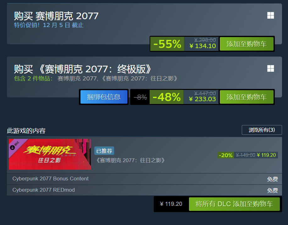 Steam秋季特惠 《赛博朋克2077》登顶全球最畅销游戏