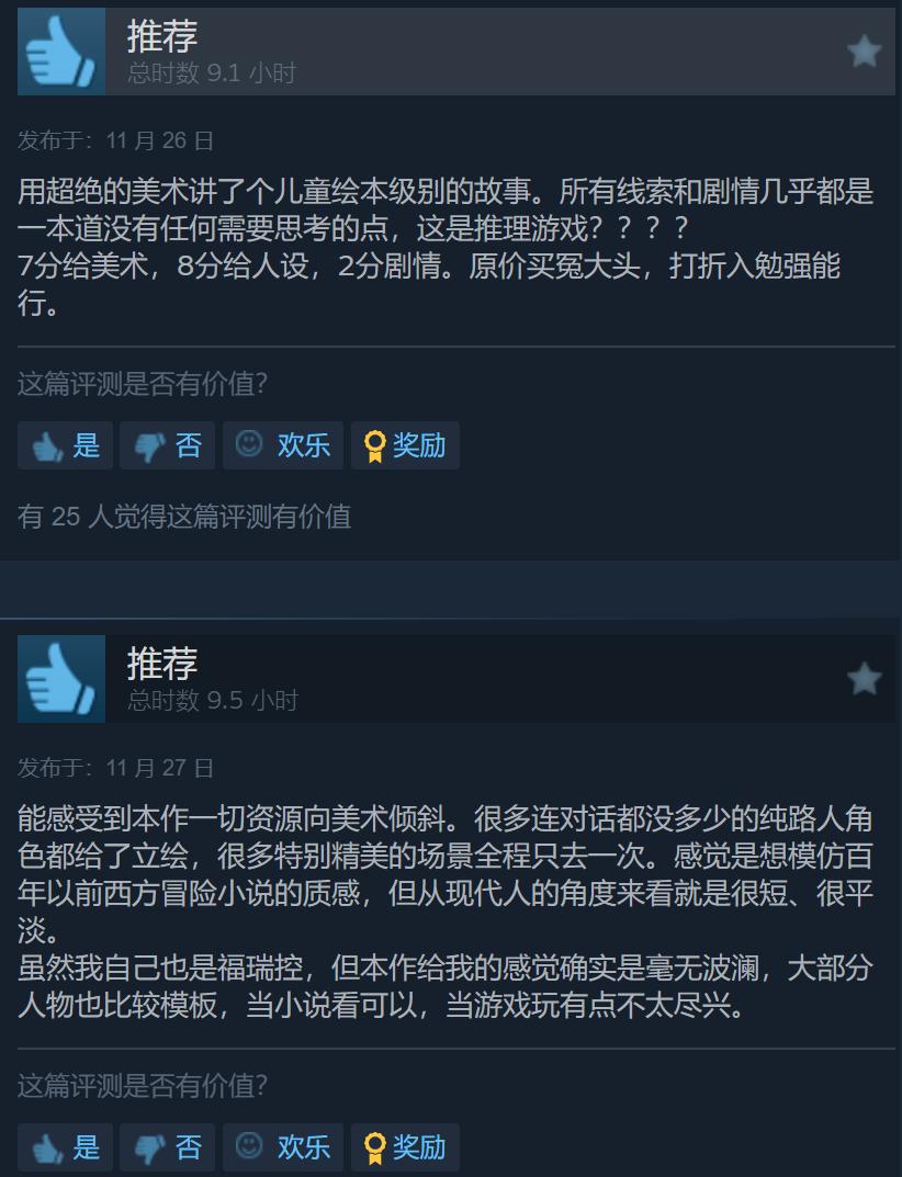 《水银疗养院》特别好评 Steam特惠61.2元