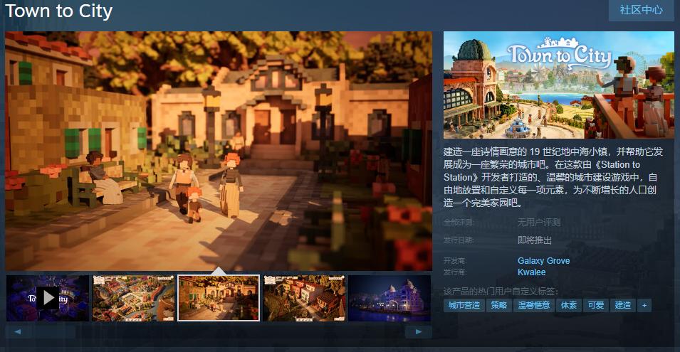 体素风格城市建设游戏《Town To City》Steam页面开放 发售日待定