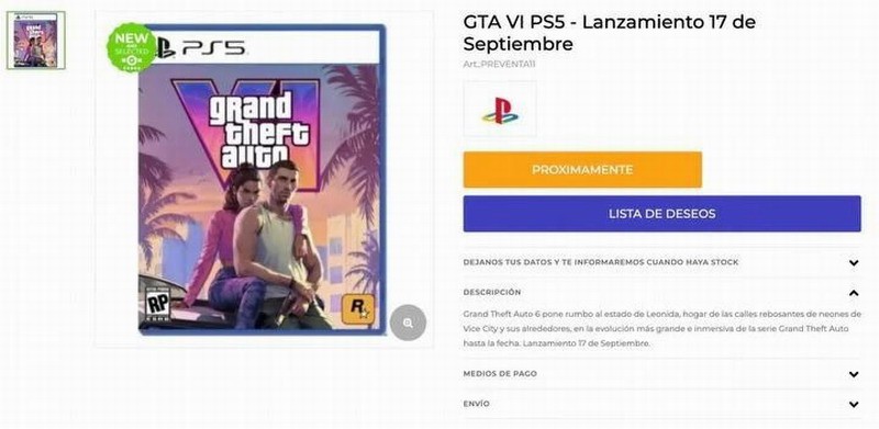 海外零售商疑似泄露《GTA6》发售日期：9月17日登PS5