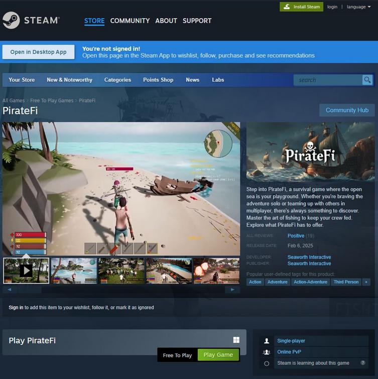 Steam免费游戏《PirateFi》被抓包：偷偷安装恶意软件