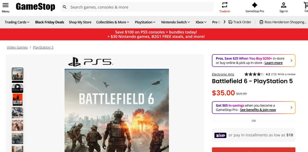 黑五大促销 《战地6》主机版已降价到35美元