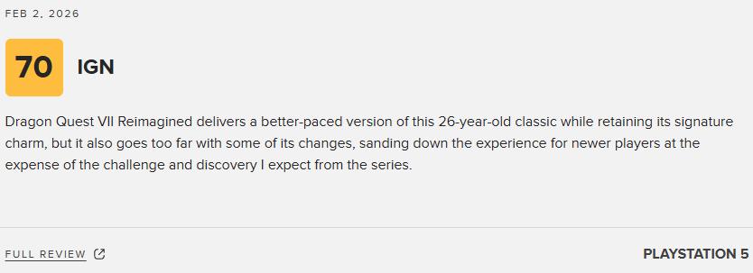 《勇者斗恶龙7》重制版M站83分：表现惊艳 堪称杰作！