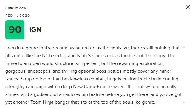 《仁王3》M站均分86分：系列集大成 稳站类魂巅峰！