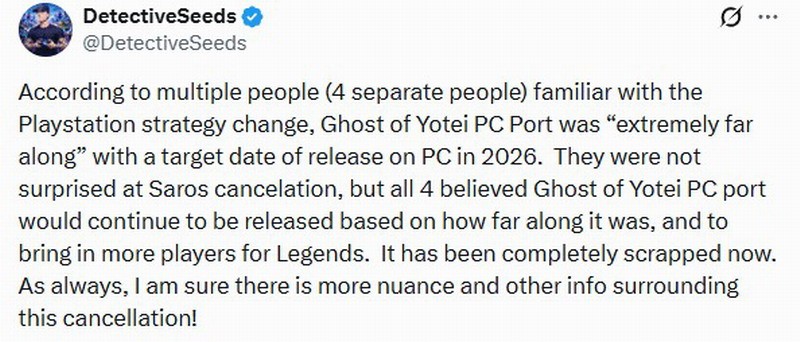 曝《羊蹄山之魂》PC版都快做完了 被索尼取消